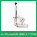Sanitary exhaust air release valve with pressure gauge